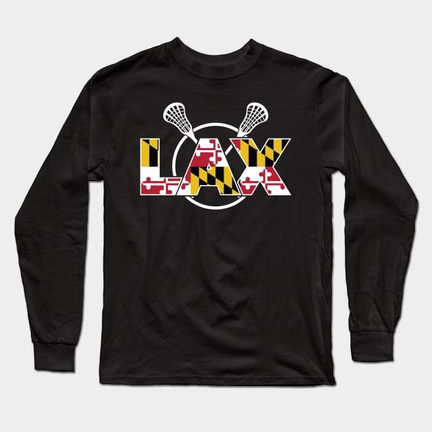 Maryland Flag Lacrosse Long Sleeve T-Shirt by polliadesign